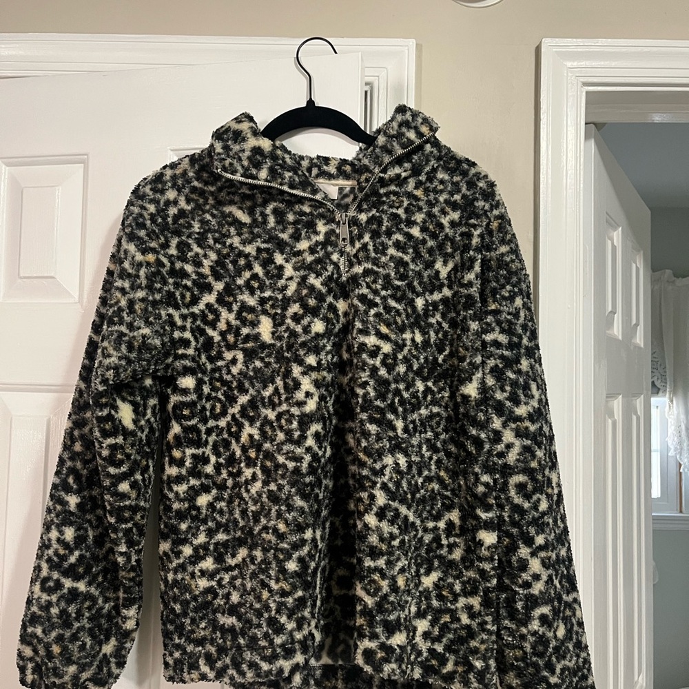 Leopard Print Pullover Jacket-Loft S - image 1